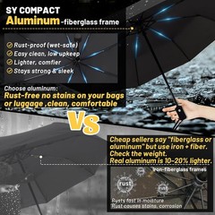 SY COMPACT Travel Umbrella – Windproof Automatic Compact Umbrella for Rain