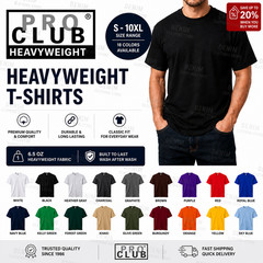 1 NEW PRO CLUB MEN&rsquo;S BLANK HEAVY WEIGHT CREW NECK SHORT SLEEVE T-SHIRT S – 10XL