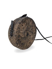 Black Shell Boho Bag, Shell Floral Rattan Bag, Dart Rattan Handbag