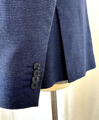 MANGO Mens Suit 42R WOOL 2 Button BLUE CHECK Side Vent *