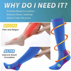 3 Pair Neuropathy Compression Socks For Unisex Calf High Solid Support Stockings