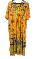 Only Necessities Muumuu House Dress 2X Butterfly Floral 100% Cotton Cafton 90’s