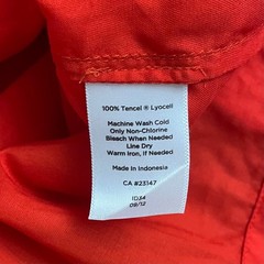 Talbots Petites Red Tencel Lyocell Blouse 10P 3/4 Sleeve Button Shoulder Top