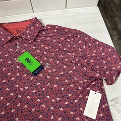 IZOD Golf Swingflex Elite Performance Golf Polo Shirt Golf Print Men M UPF 50