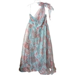 Lulus Dramatically Lovely Light Blue Floral Organza One Shoulder Maxi Dress 1X