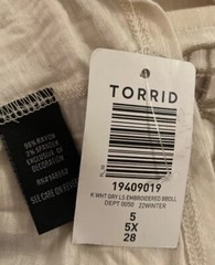 TORRID LONG SLEEVE BLOUSE TOP EMBROIDERED BABYDOLL SHIRT 5 5X 5XL 28 NEW