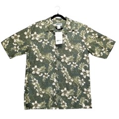 Turfer Shirt Mens Large Green Cotton Short Sleeve Button Hawaiian *NWD-Read*