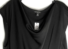 Banana Republic Women’s Black Solid Cowl Neck Cap Sleeve Pullover Blouse XL
