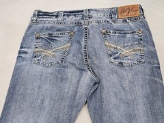 Wrangler Rock 47 Mens Jeans (38×34 Actual) Slim Straight Thick Stitch Western
