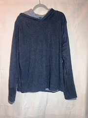 TAILOR VINTAGE Mens XL Grey Reversible Long Sleeve Hooded Shirt U96