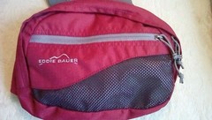 Eddie Bauer Deep Red Ripstop Sling Bag Waist Pack Bum Bag Adjustable Strap Mesh
