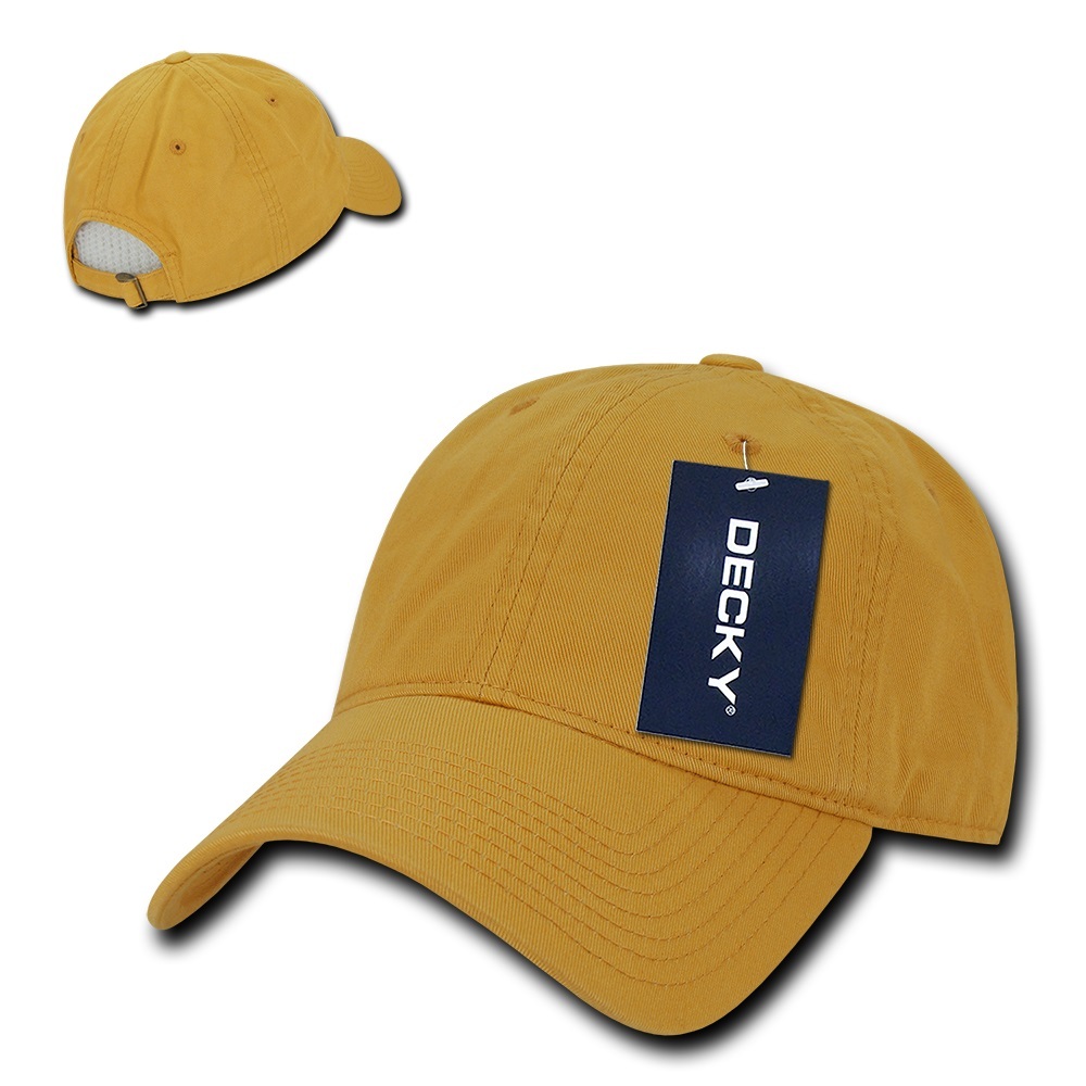 Gold Plain Solid Blank Washed Cotton Polo Style Low Crown Baseball Ball Cap Hat