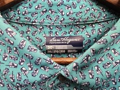 Ben Hogan Performance Mint Green Drinks AlLOver Print Golf Polo Mens 2XL Stretch