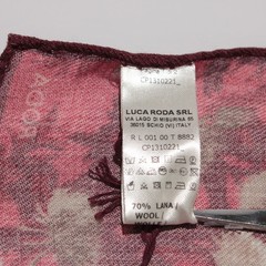 Roda NWT Wool / Silk Blend Pocket Square In Red / Cream / Brown Floral Print
