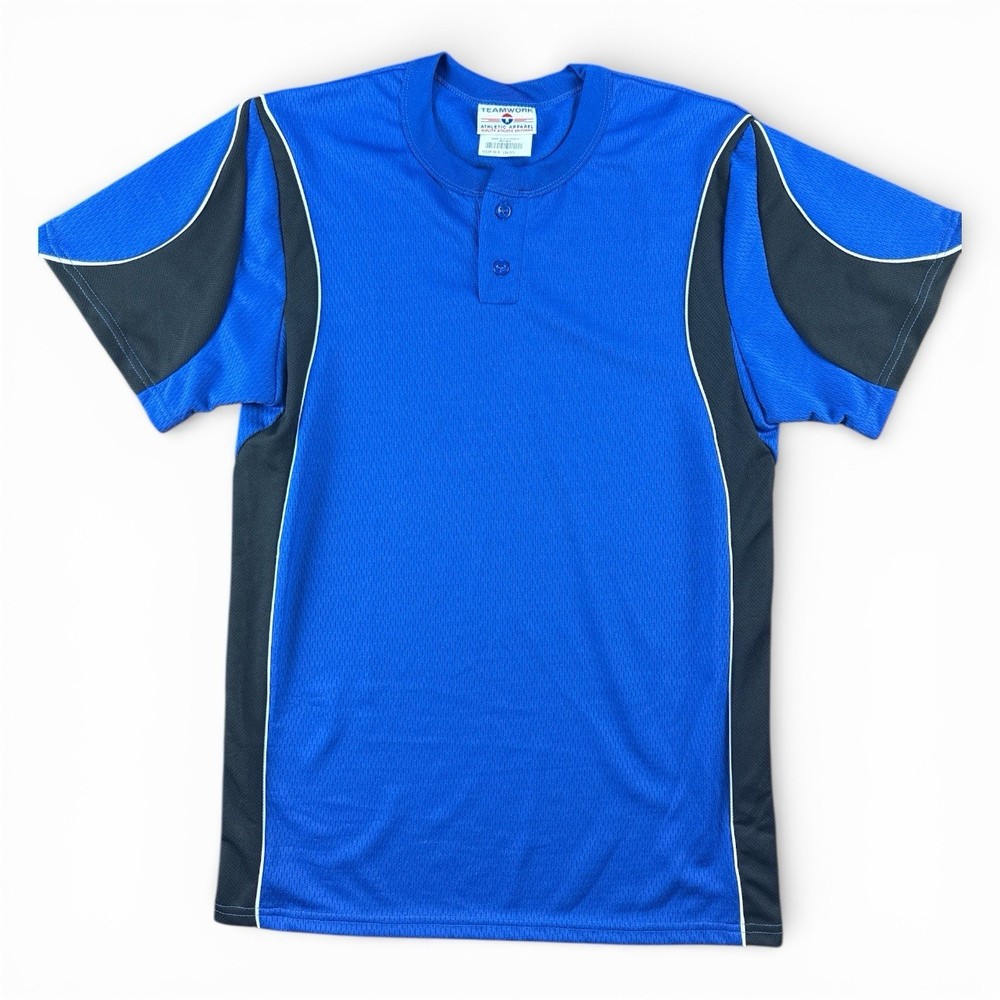 Teamwork Athletic Apparel Royal Blue Black Performance Athletic Shirt Size S NWT