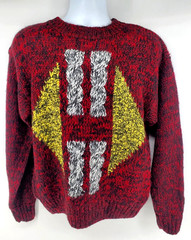 Vintage Giovanni L’uomo 80s Sweater Mens M Red Geometric Knit NEW