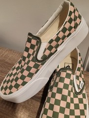 Vans Classic Slip On Stackform Checkerboard Women 10 Pink Green Platform Shoes