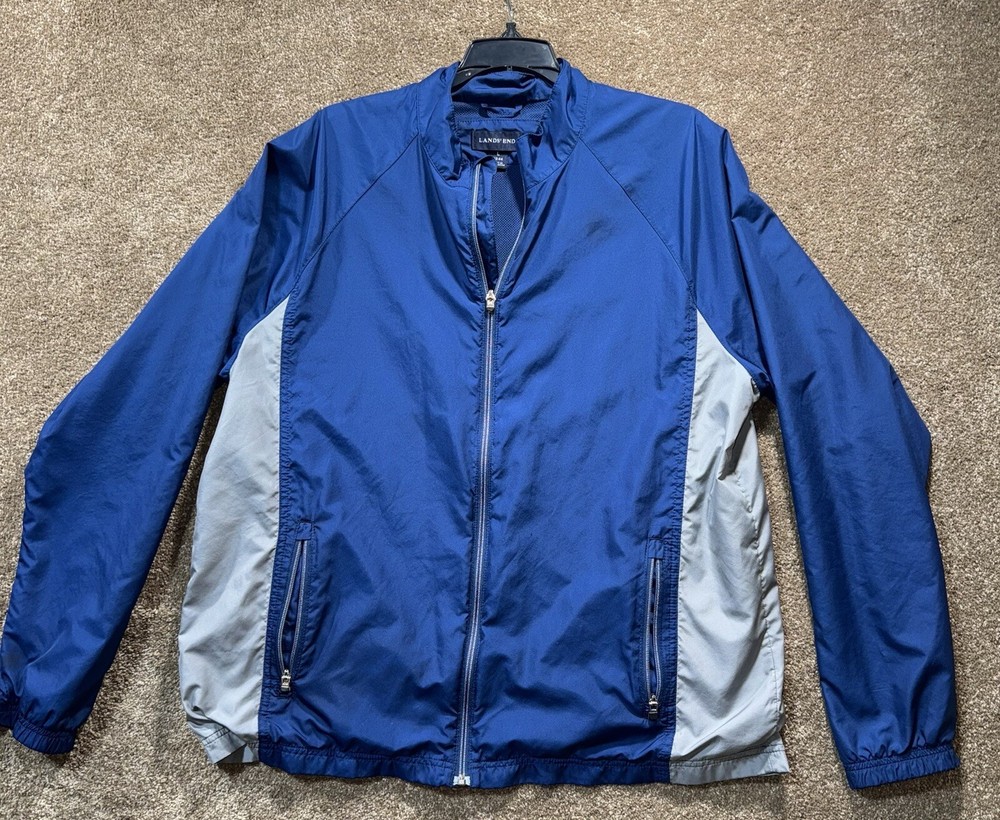 Lands End Men’s Rain Jacket Windbreaker Large 42-44 – Blue Gray