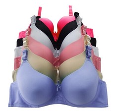 Women&rsquo;s Pack of 6 Solid Color Soft Pad Supportive Full Cup Bra Set 8222