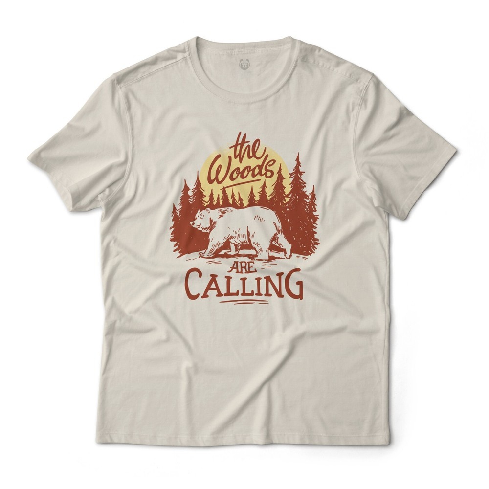 The Woods Are Calling Bear Nature Graphic T-Shirt Lightweight Cotton Tee Unisex