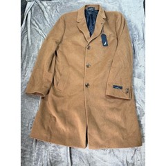 Nautica Mens Wool Camel Overcoat Topcoat Tan Long Jacket 42L MSRP$395 NEW