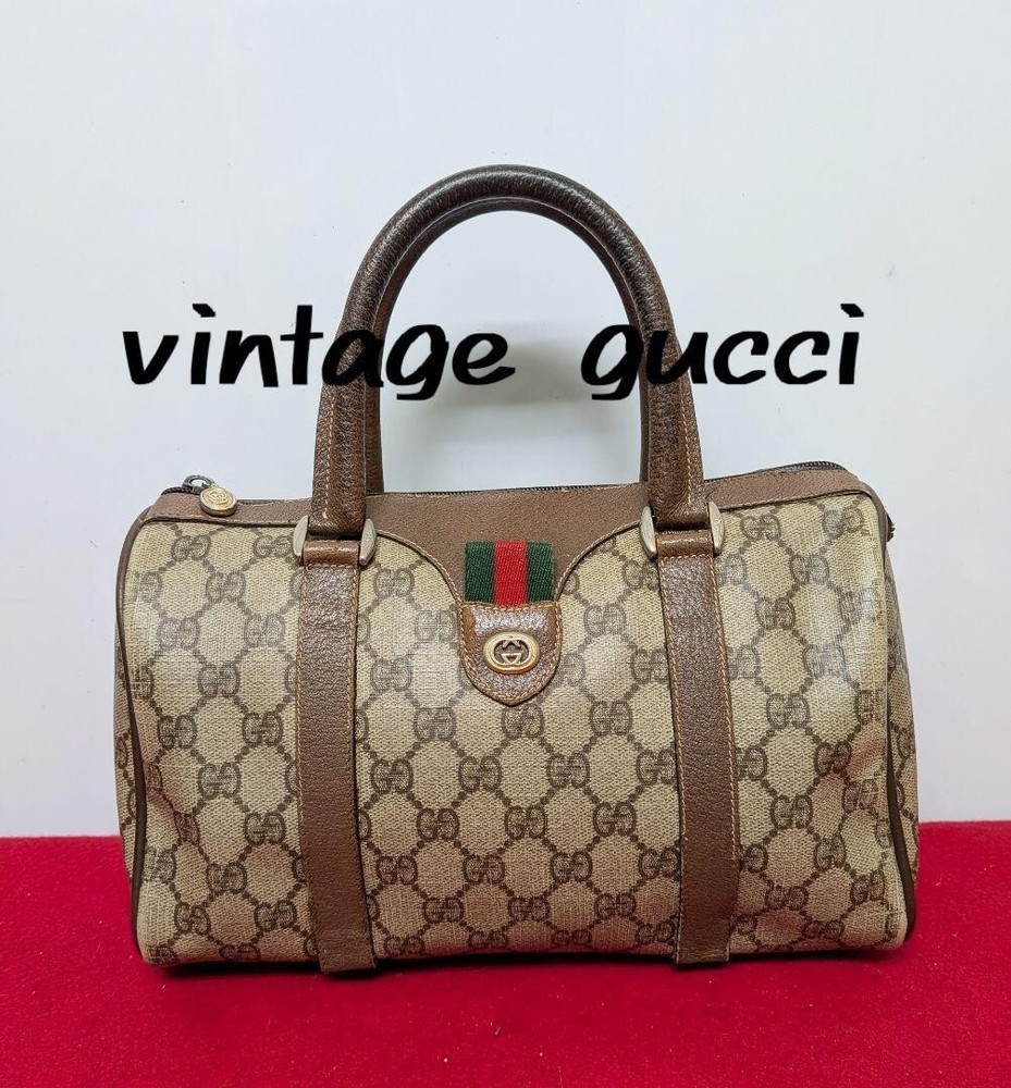 GUCCI Boston bag Web Stripe Interlocking G GG canvas Vintage Auth From Japan