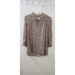 ba&sh Lady Top Multi Color Abstract Pleated Ruffle Neck Blouse Size 1 Small