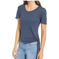 Faherty Hazel Tie Tee Women&rsquo;s Medium Hemp Cotton Sustainable Coastal NWT Blue