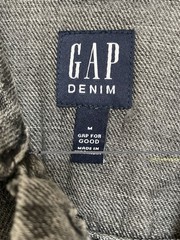 Gap Gray Denim Solid Shirt Dress Button Front Long Sleeve Collared Pockets M