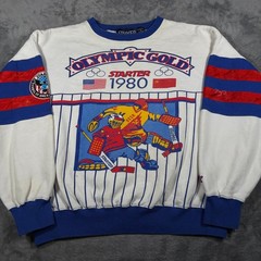 Vintage 1980 Starter Olympic Gold Sweatshirt Mens XL USA vs USSR Hockey Miracle