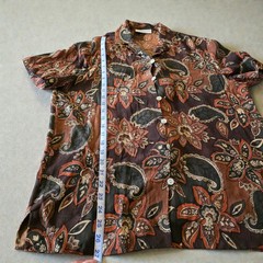 Amanda Smith 100% Pure Silk Blouse Petite Medium PM Paisley Floral Brown Vintage