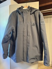 Snap-on Grey Hooded Zip Jacket with Pockets Logo Men&rsquo;s Mid Length Casual XL