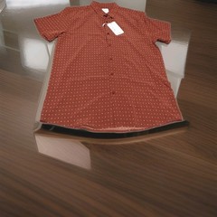 Planet B Men&rsquo;s BURGUNDY GEOMETRIC Polo Shirt Short Sleeve 97% Polyester XL