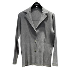 ISSEY MIYAKE Gray Pleated Blazer Jacket Women L Button Auth