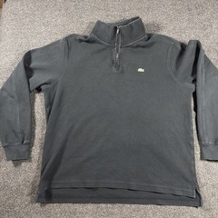 Lacoste Men&rsquo;s Black 1/4 Zip Pullover Sweatshirt Embroidered Croc Logo Size 7 XL