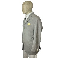 Corneliani Blazer Jacket 40” Wool Summer Grey Check Sport Coat Men’s Italian