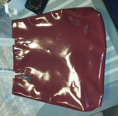 Victoria&rsquo;s Secret Burgundy Patent Finish Large Tote Logo Lined Dust Bag
