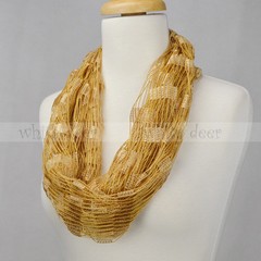 Crochet Spring Summer Infinity Scarf Loop Solid Color Thread Knit Fishnet Light