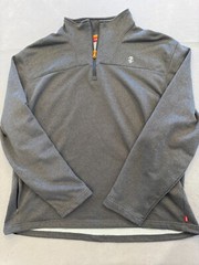 IZOD Sweatshirt Mens XXL Gray 1/4 Zip Stand Gold Collar Logo Casual Active