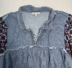 John Mark Patchwork Boho Peasant Blouse Women’s XL Floral Paisley Tunic Top