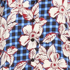 Scotch & Soda Floral Gingham Mixed Print Button Up Blouse Blue Size M new