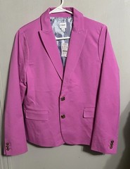 J.CREW Women’s Pink Solid Button Front Lined Blazer Jacket Pockets Size 8