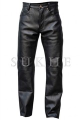 Light Weight Thin Button Fly Pants Men&rsquo;s Cowhide Leather Pant Custom Length