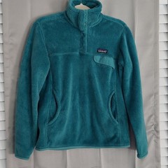 Patagonia Sweater, PulloverTop, Size M, Teal Green, Plush, Lightweight, Snapneck