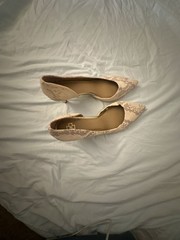 Ann Taylor Snakeskin Embossed Leather D&rsquo;Orsay Pointed Toe Heels