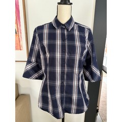 New York & Company 7th Avenue Plaid Button Front Blouse Women’s Medium