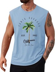 Mens Muscle Tank Top Summer Beach Vacation Shirt Palm Tree Graphic Quick Dry