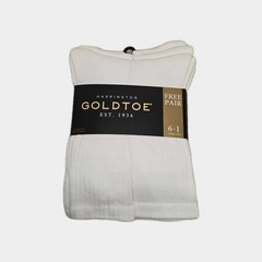 New GoldToe Men&rsquo;s White Crew Socks 7 Pack Harrington Collection Size 6-12.5