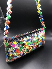 MOSAIC CLUTCH HANDBAG PURSE PAPER CANDY WRAPPER SHOLDER 10&Prime; X 5&Prime; RECYCLE PAPER
