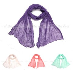 64&Prime; Solid Color Wrinkle Plain Spring Summer Scarf Wrap See Through Light Weight
